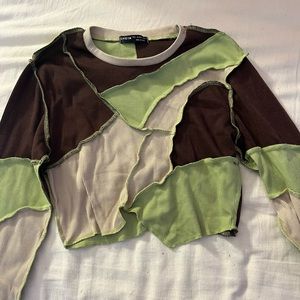 Patchwork cropped long sleeve